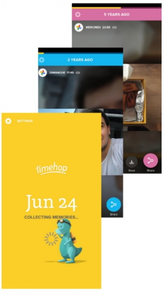 Figure 1 : montage de captures d’écran de mes souvenirs selon Timehop.