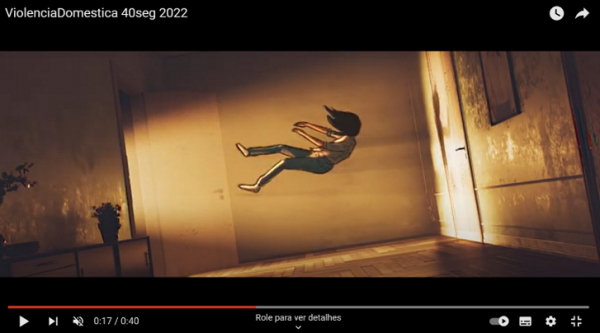 Figura – Destaque para a mulher sendo arremessada na animação "Violência doméstica"
